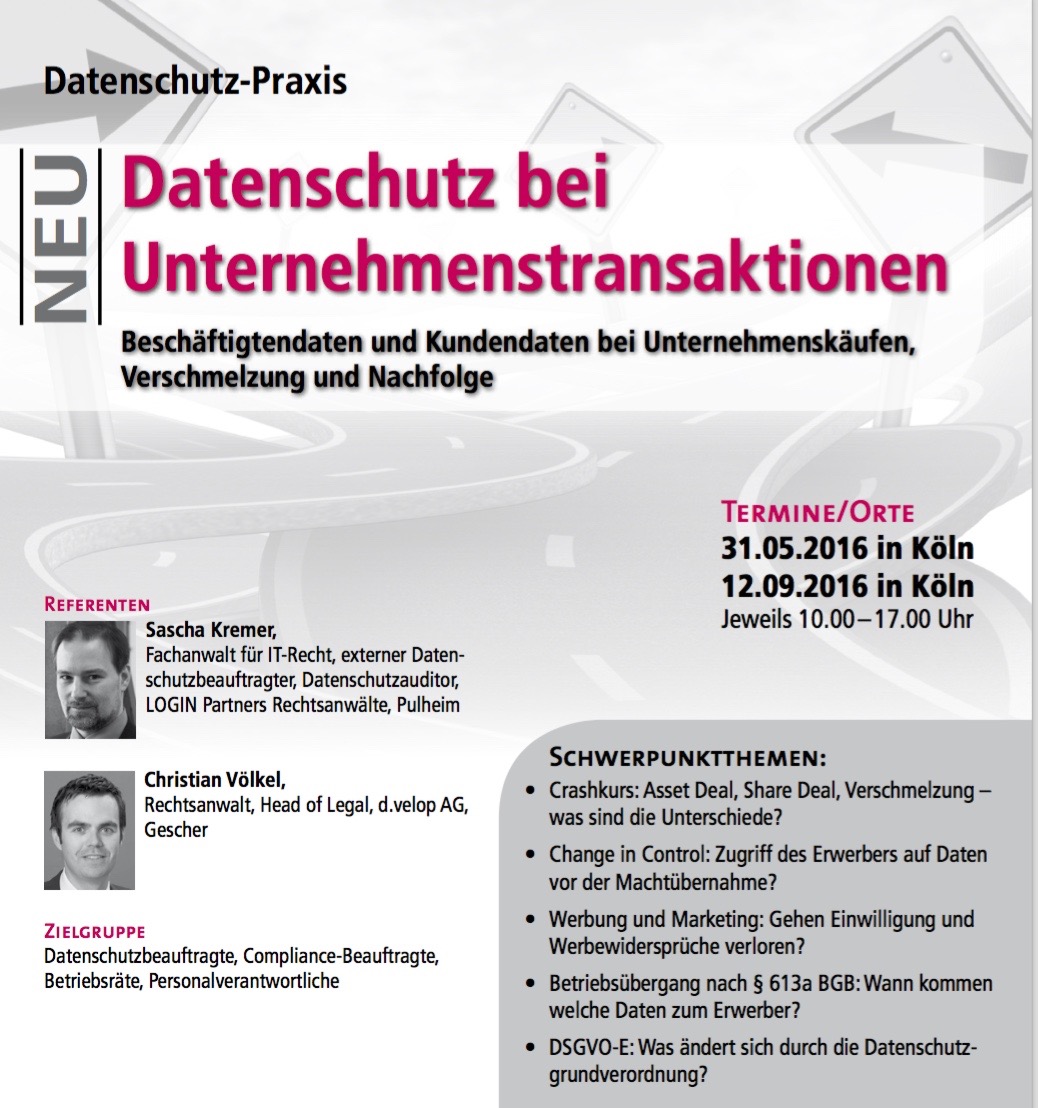 Seminar: Datenschutz bei Unternehmenstransaktionen