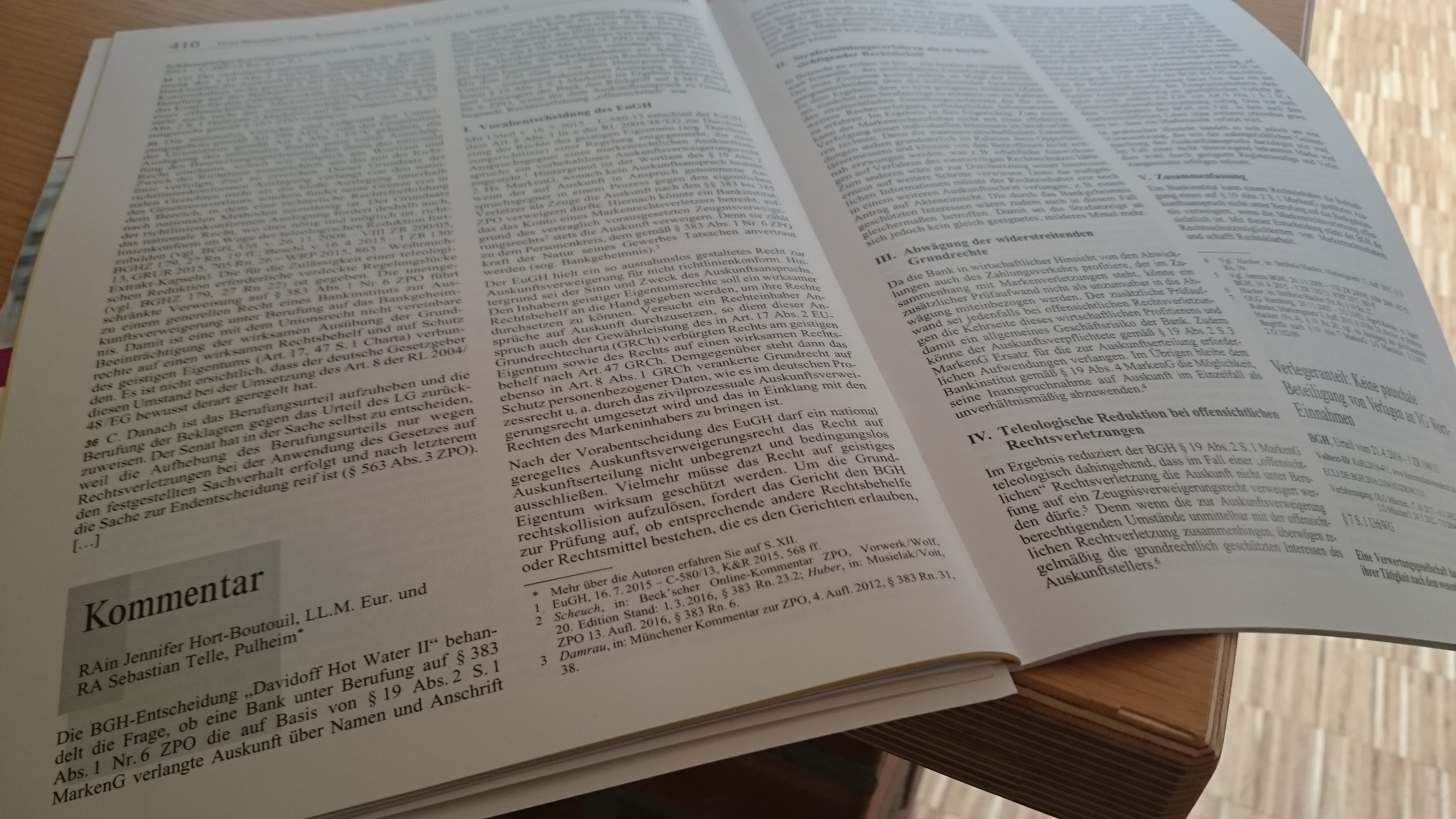 Auskunftspflicht einer Bank bei Markenrechtsverletzungen – Kommentar in der aktuellen K&R