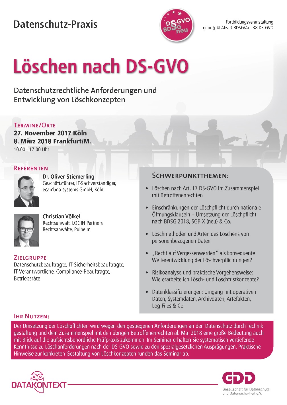 Neues DATAKONTEXT-Seminar: Löschen nach DS-GVO