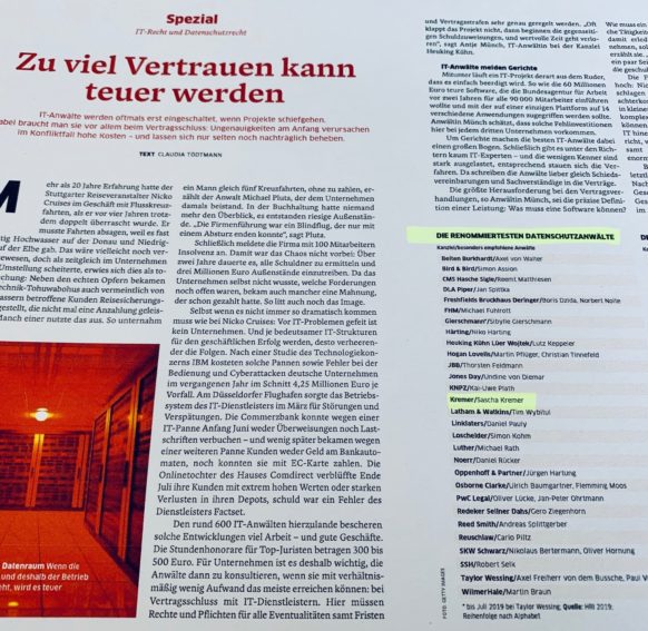 WirtschaftsWoche: Zwei Auszeichnungen für KREMER RECHTSANWÄLTE