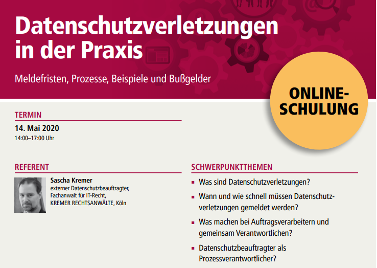 Online-Schulung: Datenschutzverletzungen in der Praxis